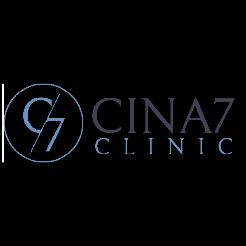Cina7 Clinic logo with stylized C7 emblem in blue and gray colors